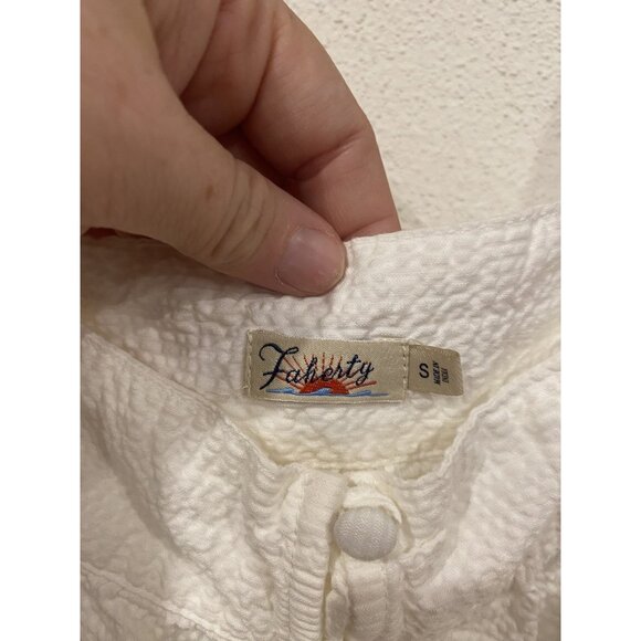 Faherty Tank Top Womens Small White Textured Button Front Organic Cotton Modal - Picture 4 of 7